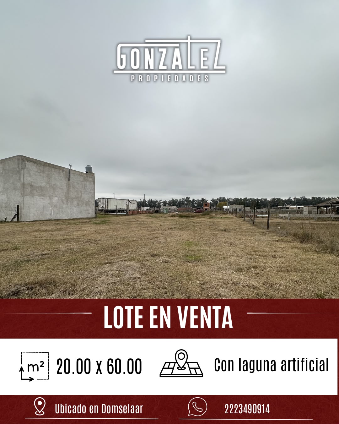Lote en venta con laguna artificial